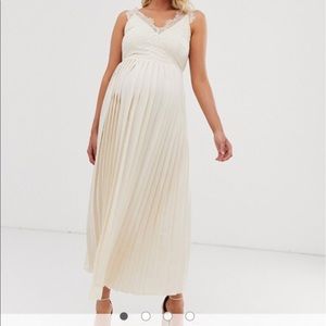 Little Mistress Maternity lace top midaxi dress